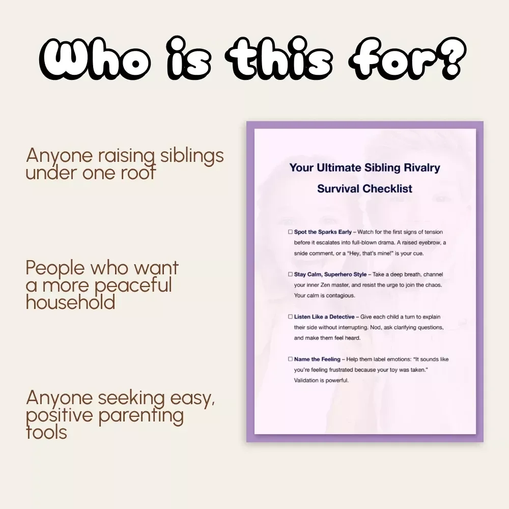 Your Ultimate Sibling Rivalry Survival Checklist | Digital Parenting Guide for Peaceful Homes | How to Handle Sibling Rivalry Made Simple