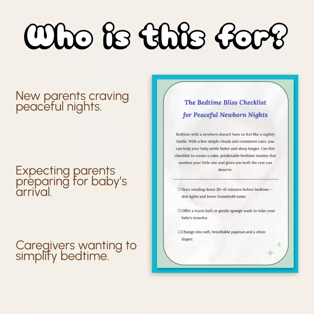 The Bedtime Bliss Checklist for Peaceful Newborn Nights | Digital Baby Sleep Routine Guide | Best Way to Settle Newborn at Bedtime | Instant Download