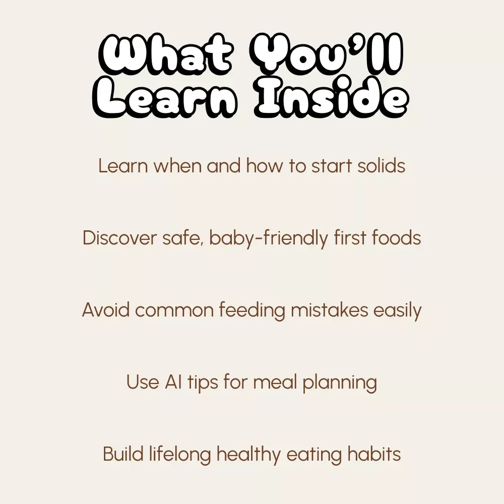 First Bites: A Friendly Guide to Starting Solid Foods | Baby Feeding eBook | Digital Download for New Parents | Learn what solid foods to start with confidently | AI-Enhanced Infant Nutrition Guide