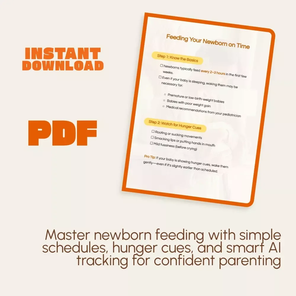 Feeding Your Newborn on Time | Printable New Parent eBook Guide | Baby Feeding Schedule, AI Tracking Tips, and Sleep Routine Support for Newborns