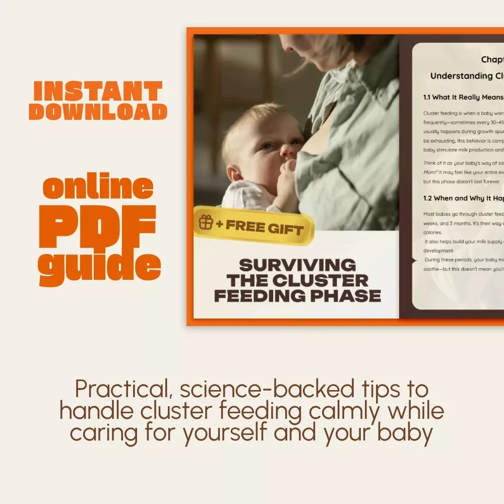 Surviving the Cluster Feeding Phase | New Parent Guide for What Is Cluster Feeding and How to Cope | Digital Download eBook for Breastfeeding Moms