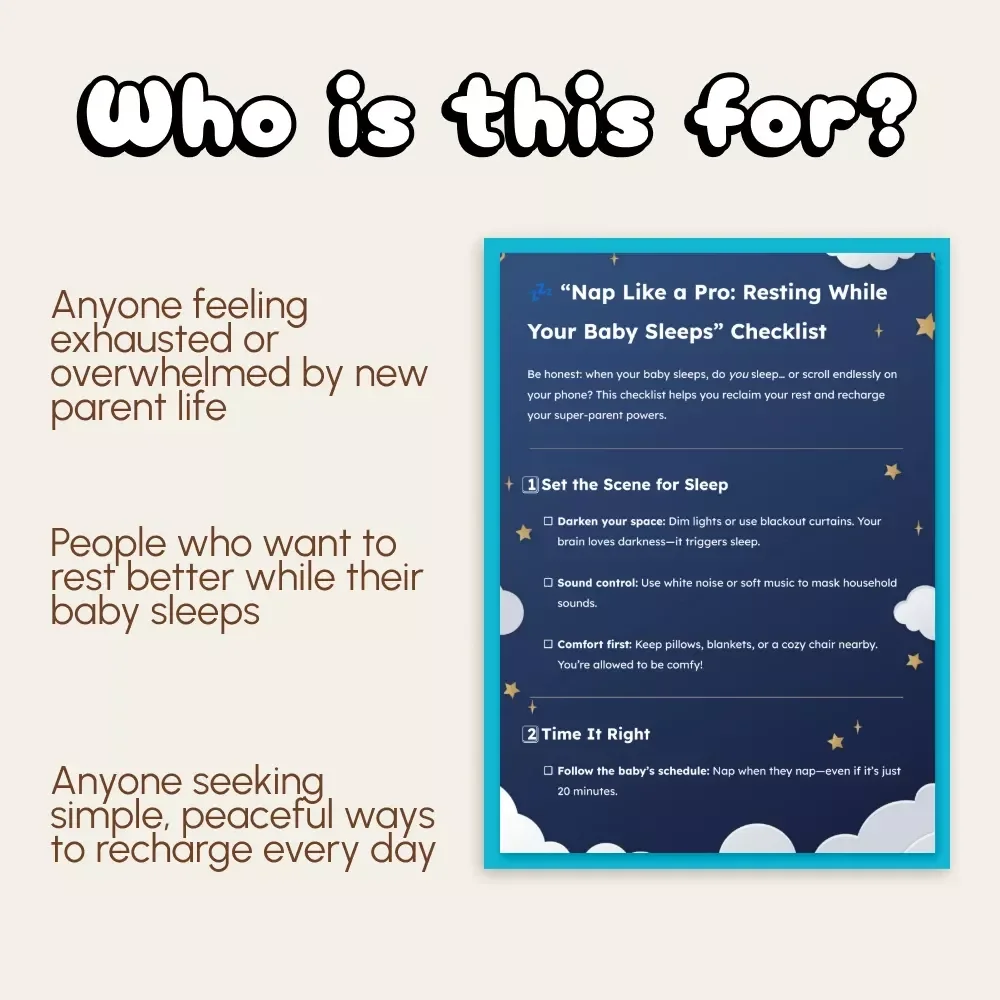 Nap Like a Pro: Resting While Your Baby Sleeps Checklist | Digital Download for Tired Moms | Self-Care eBook for New Parents | Printable Sleep Routine Guide