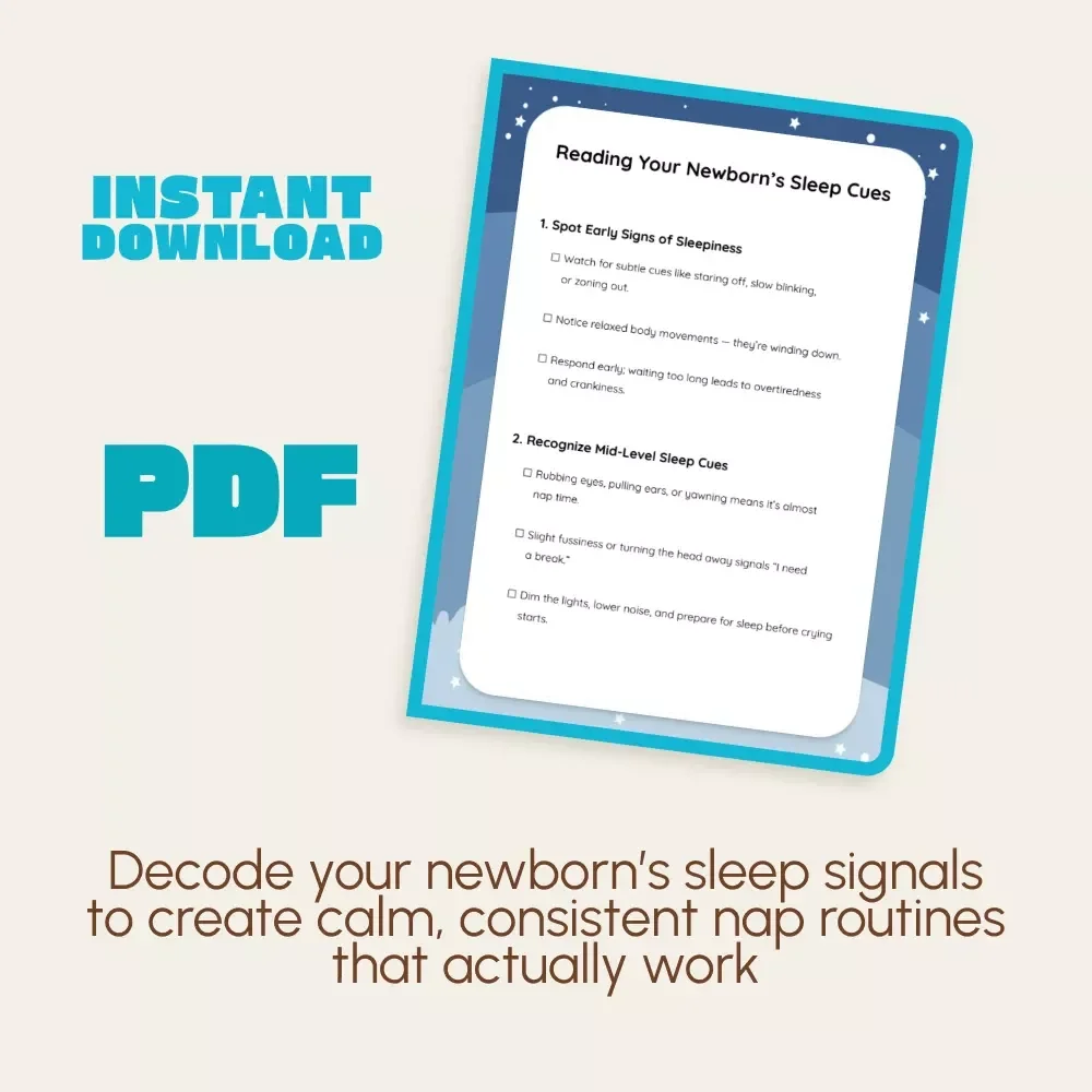 Reading Your Newborn’s Sleep Cues – Printable Baby Sleep Checklist | Digital Download | How to Read Newborn Sleep Cues Guide for New Parents