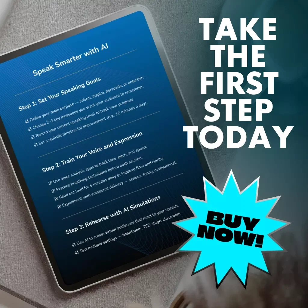 Speak Smarter with AI | Printable & Digital Checklist | How to Use AI to Practice Public Speaking | Improve Confidence, Voice & Presentation Skills