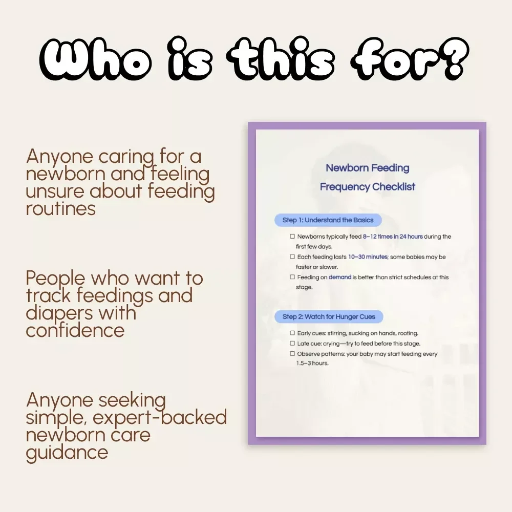 Newborn Feeding Frequency Checklist | Printable Baby Feeding Tracker, Breastfeeding & Bottle Feeding Guide for New Moms | Digital Download PDF