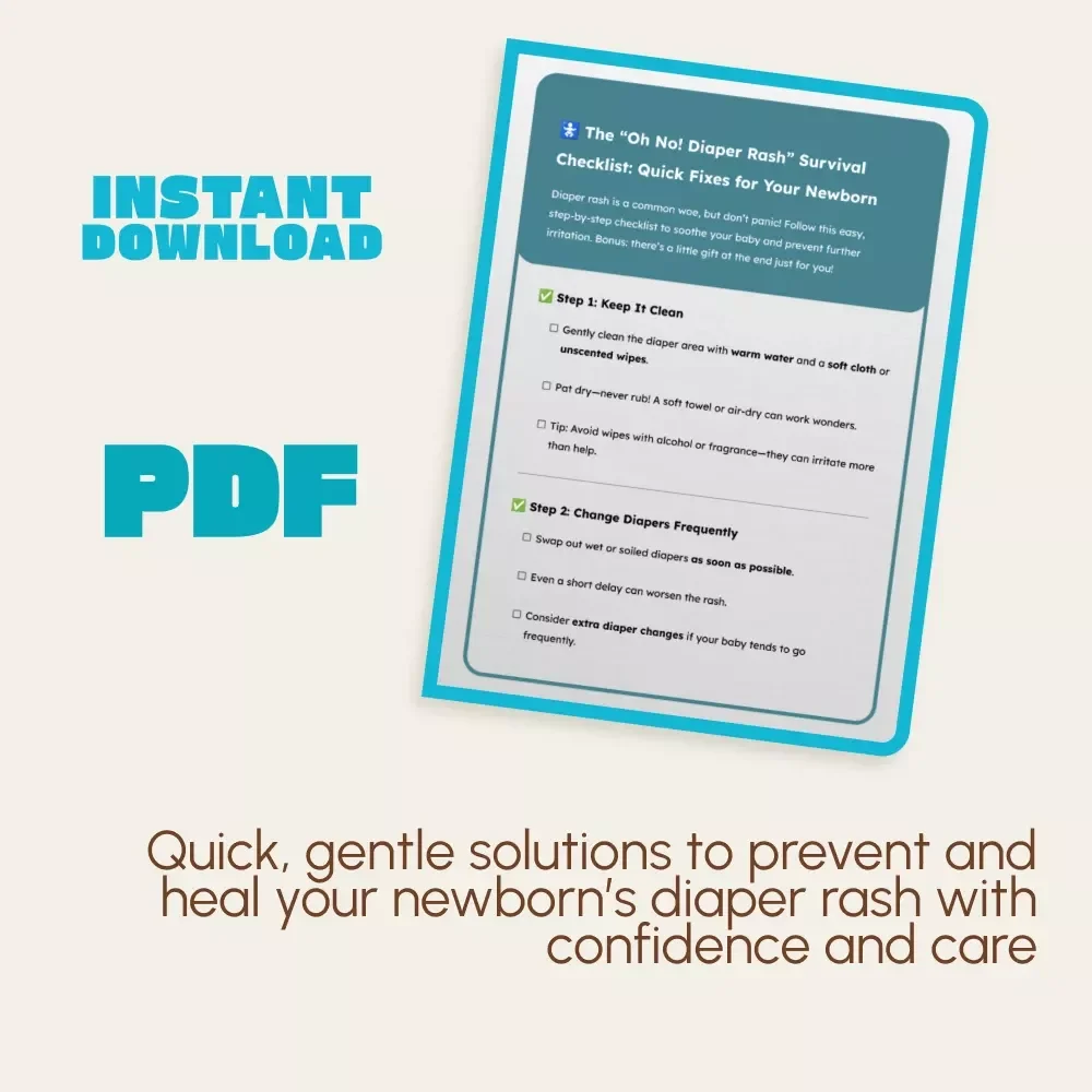 The “Oh No! Diaper Rash” Survival Checklist: Quick Fixes for Your Newborn | Printable New Parent Guide | Baby Skincare eBook | Instant Digital Download
