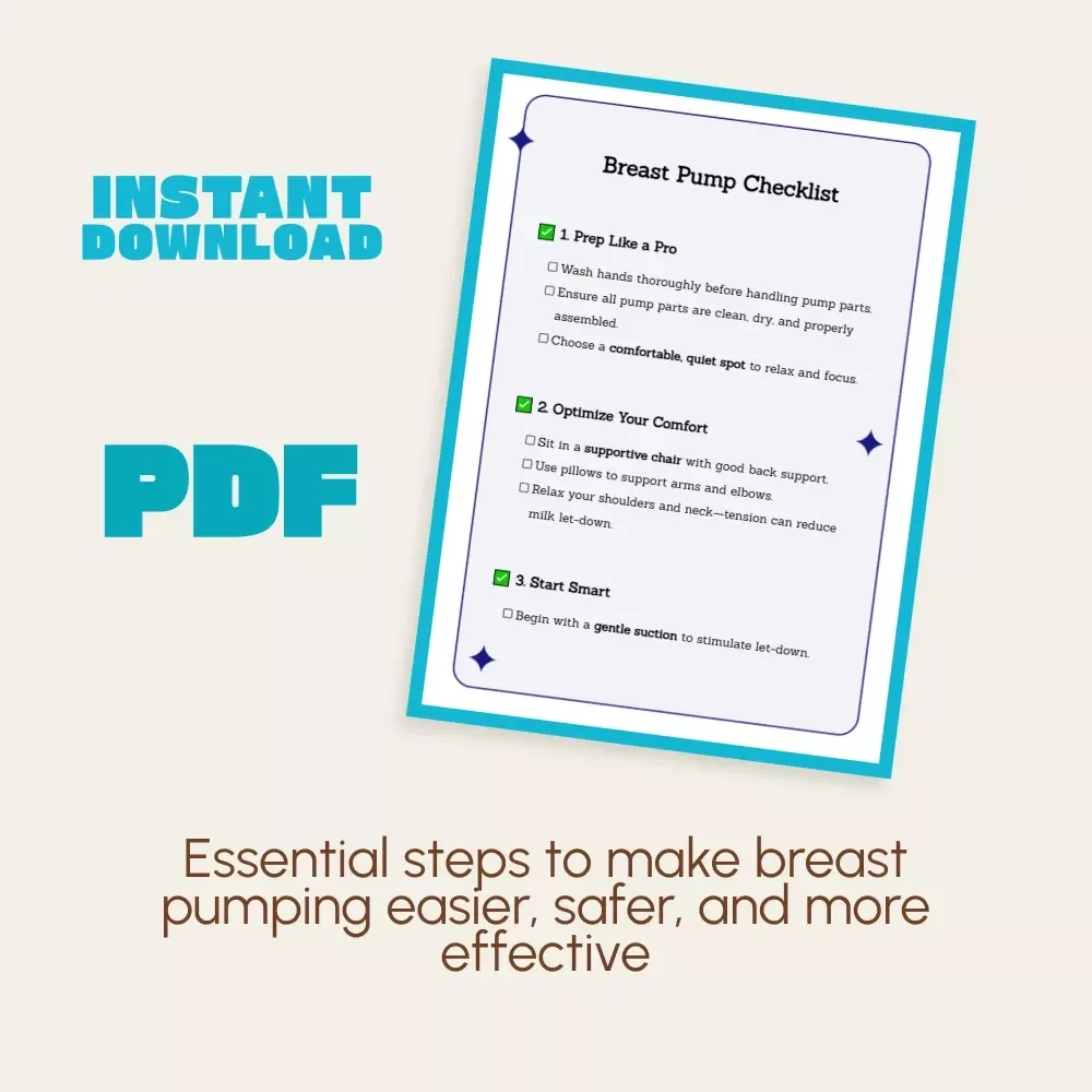 Breast Pump Checklist | How to Use Breast Pump Efficiently | Digital Download Guide for New Moms, Pumping Tips, and Milk Storage Essentials