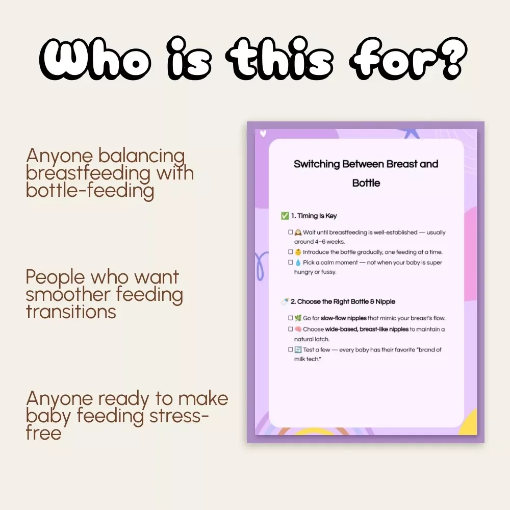 Switching Between Breast and Bottle | Printable Baby Feeding Checklist | How to Switch Between Breast and Bottle Guide for New Moms