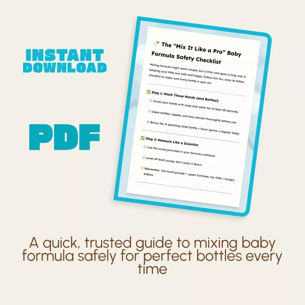 The “Mix It Like a Pro” Baby Formula Safety Checklist | Printable Digital Download | New Parent Guide for How to Mix Formula Safely | Baby Feeding Essentials