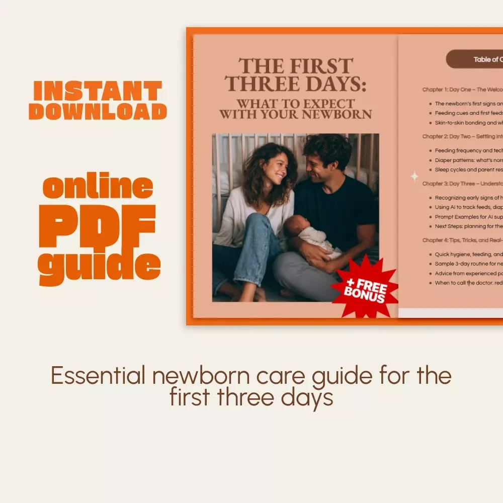 The First Three Days: What to Expect with Your Newborn – Digital Guide for New Parents | Newborn’s First 3 Days Essentials, Feeding, Sleep & AI Tracking Tips