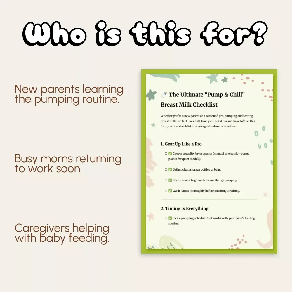 The Ultimate “Pump & Chill” Breast Milk Checklist | Printable Guide for New Moms | How to Pump and Store Breast Milk | Digital Download for Breastfeeding Organization & Stress-Free Pumping