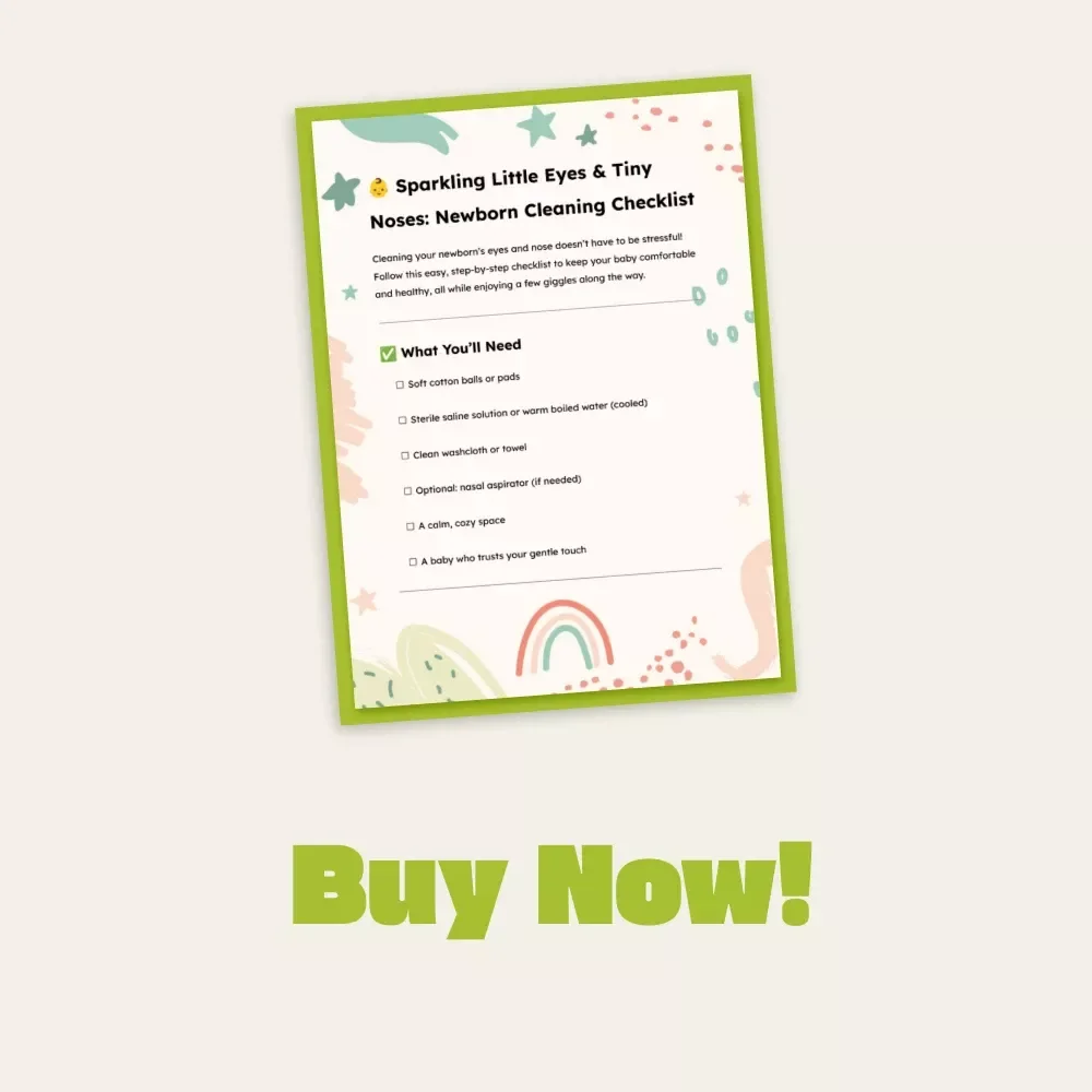 Sparkling Little Eyes & Tiny Noses: Newborn Cleaning Checklist | Baby Care eBook | Gentle Infant Hygiene Guide | Printable Digital Download for New Parents