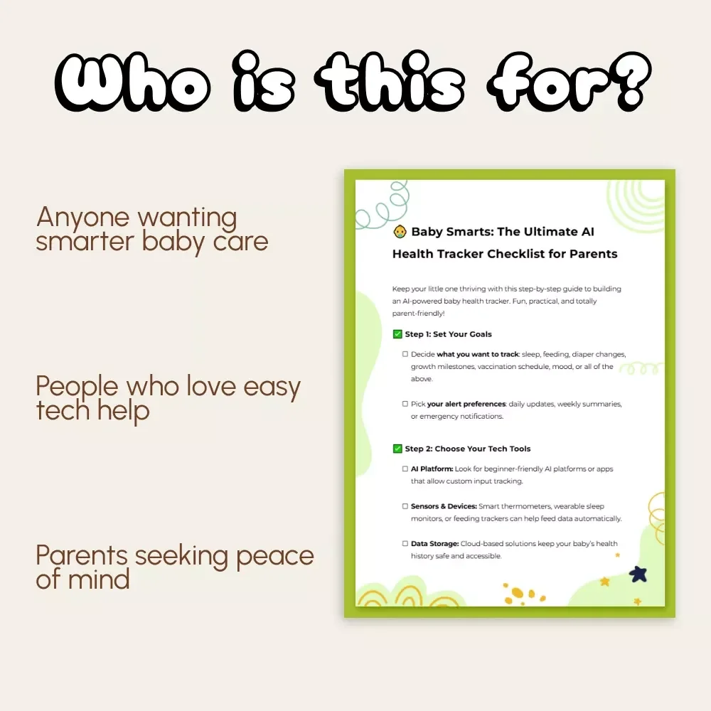 Baby Smarts: The Ultimate AI Health Tracker Checklist for Parents | How to Make an AI Baby Health Tracker | Digital Download for Tech-Savvy Moms & Dads
