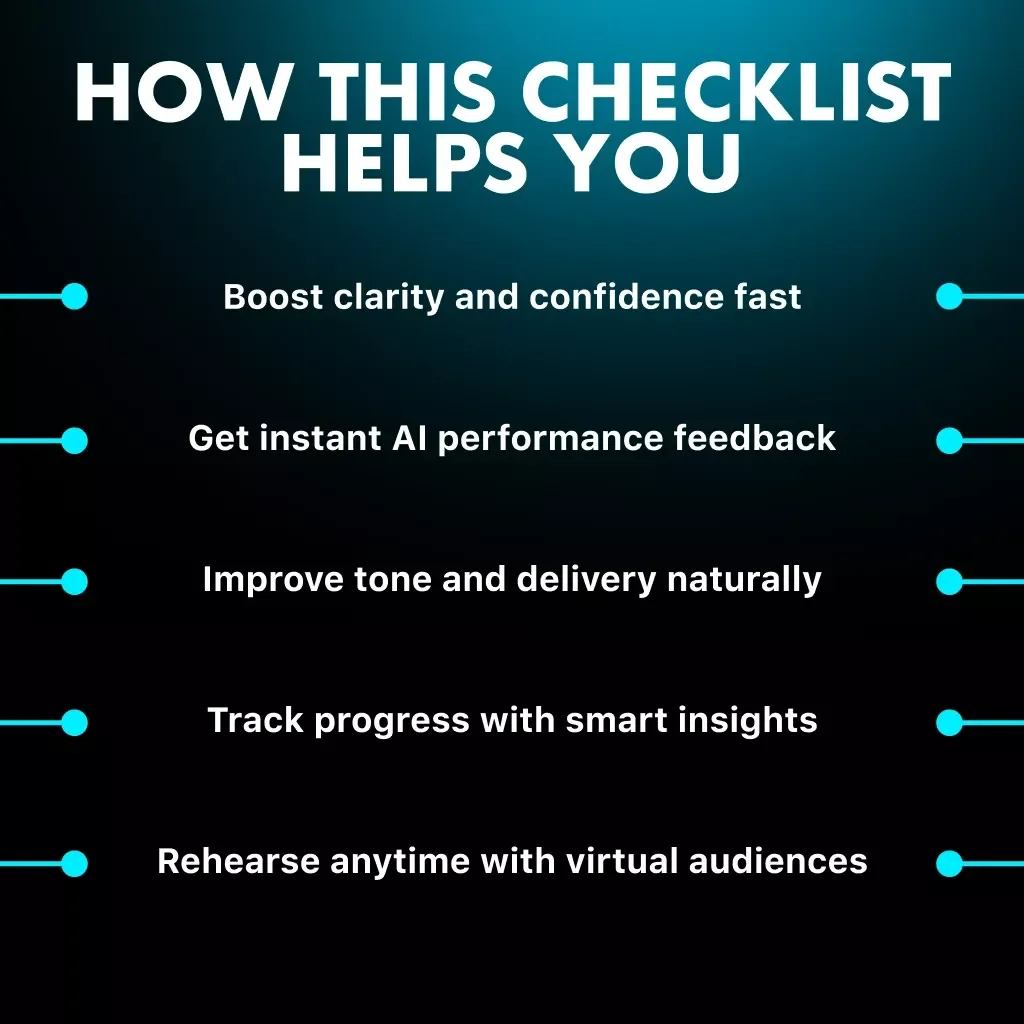 Speak Smarter with AI | Printable & Digital Checklist | How to Use AI to Practice Public Speaking | Improve Confidence, Voice & Presentation Skills
