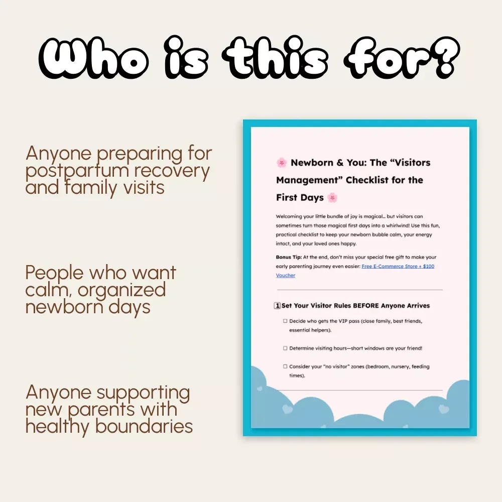Newborn & You: The “Visitors Management” Checklist for the First Days | Printable Postpartum Boundaries Guide | Digital Download for New Moms, Birth Recovery Support, Baby Visitor Rules, Self-Care Planning