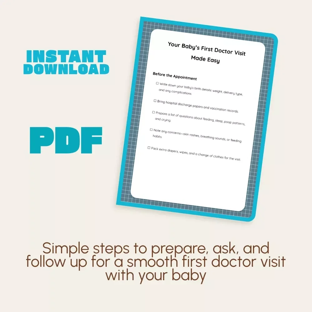 Your Baby’s First Doctor Visit Made Easy | Printable New Parent Checklist | Baby Health Guide & Newborn Care Planner | Digital Download