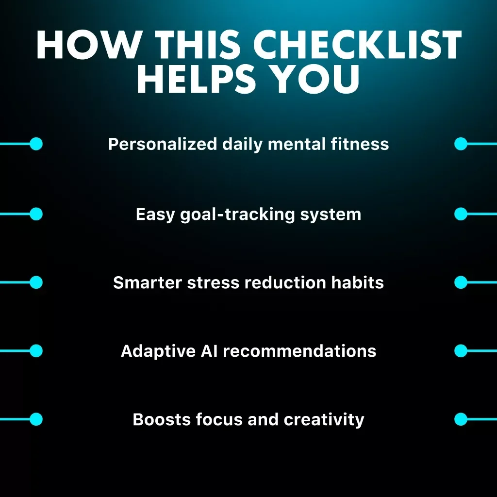 AI-Powered Mental Fitness Checklist: Boost Your Mind the Smart Way | Digital Download Guide | How to Use AI to Suggest Mental Health Exercises | Printable & Interactive eBook