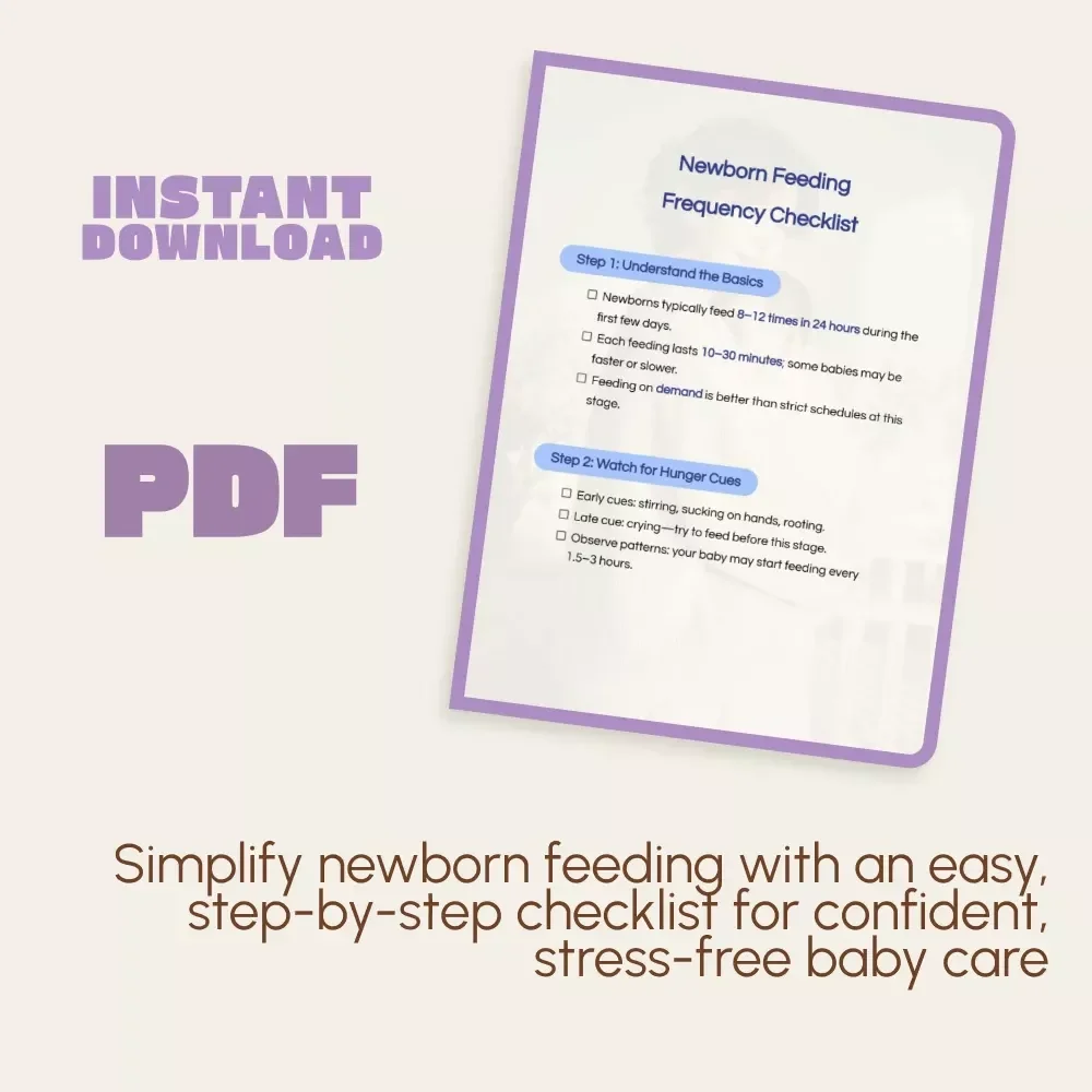 Newborn Feeding Frequency Checklist | Printable Baby Feeding Tracker, Breastfeeding & Bottle Feeding Guide for New Moms | Digital Download PDF