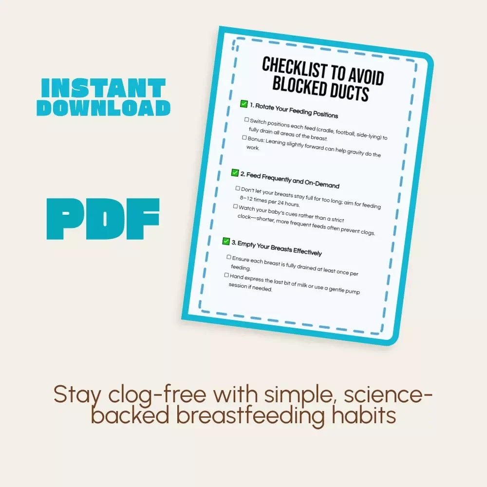 Checklist to Avoid Blocked Ducts | Printable Breastfeeding Care Guide for New Moms | Digital Download | How to Avoid Blocked Ducts Naturally