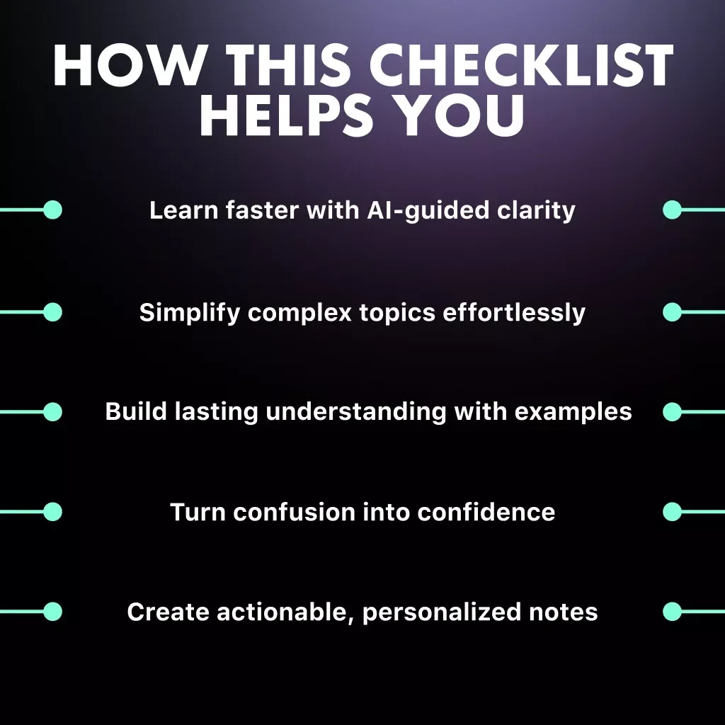 Simplification with AI-Generated Explanations | Printable Checklist for Learning Complex Topics | Digital Download Guide for Clear Thinking