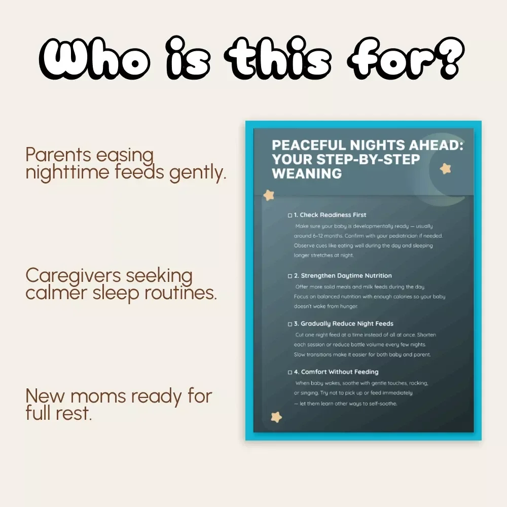 Peaceful Nights Ahead: Your Step-by-Step Weaning | Printable Baby Sleep Checklist | Gentle Night Weaning Guide for Parents | How to Wean Off Night Feeds with Confidence