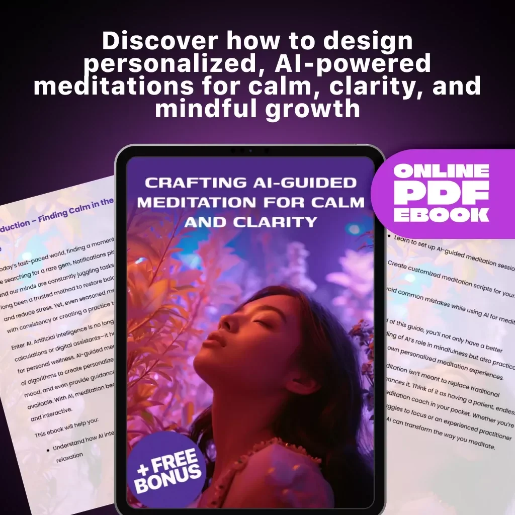 Crafting AI-Guided Meditation for Calm and Clarity | How to Create AI Guided Meditation eBook | Digital Download for Mindfulness & Wellness Creators