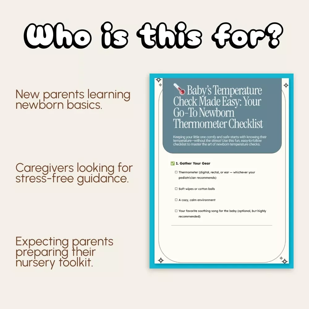 Baby’s Temperature Check Made Easy: Your Go-To Newborn Thermometer Checklist | Printable Guide for New Parents | Digital Download | How to Take Newborn’s Temperature with Confidence