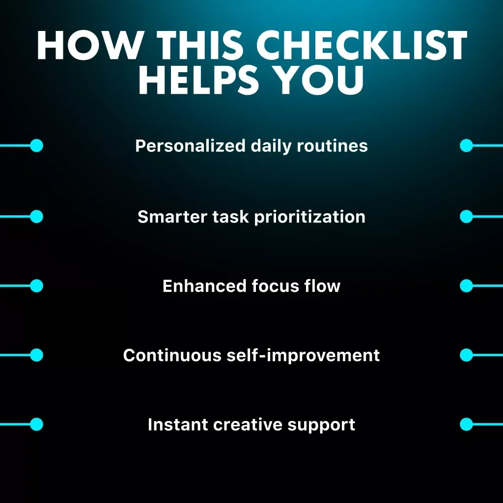 AI-Powered Productivity Daily Habits Checklist | Digital Download | How to Use AI to Create Daily Habits for Productivity | Printable Routine Guide for Focus & Time Management
