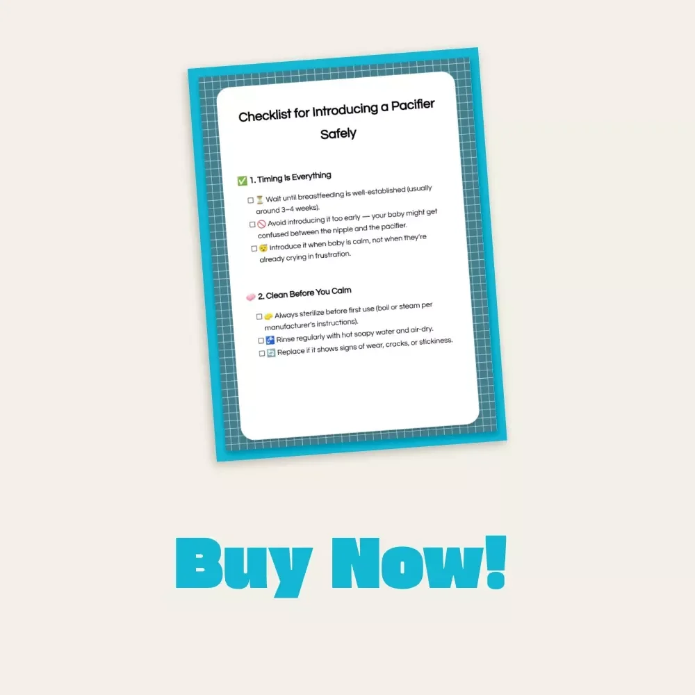 Checklist for Introducing a Pacifier Safely | Digital Download for New Parents | Baby Care Guide | How to Introduce Pacifier Safely | Printable Baby Safety Checklist