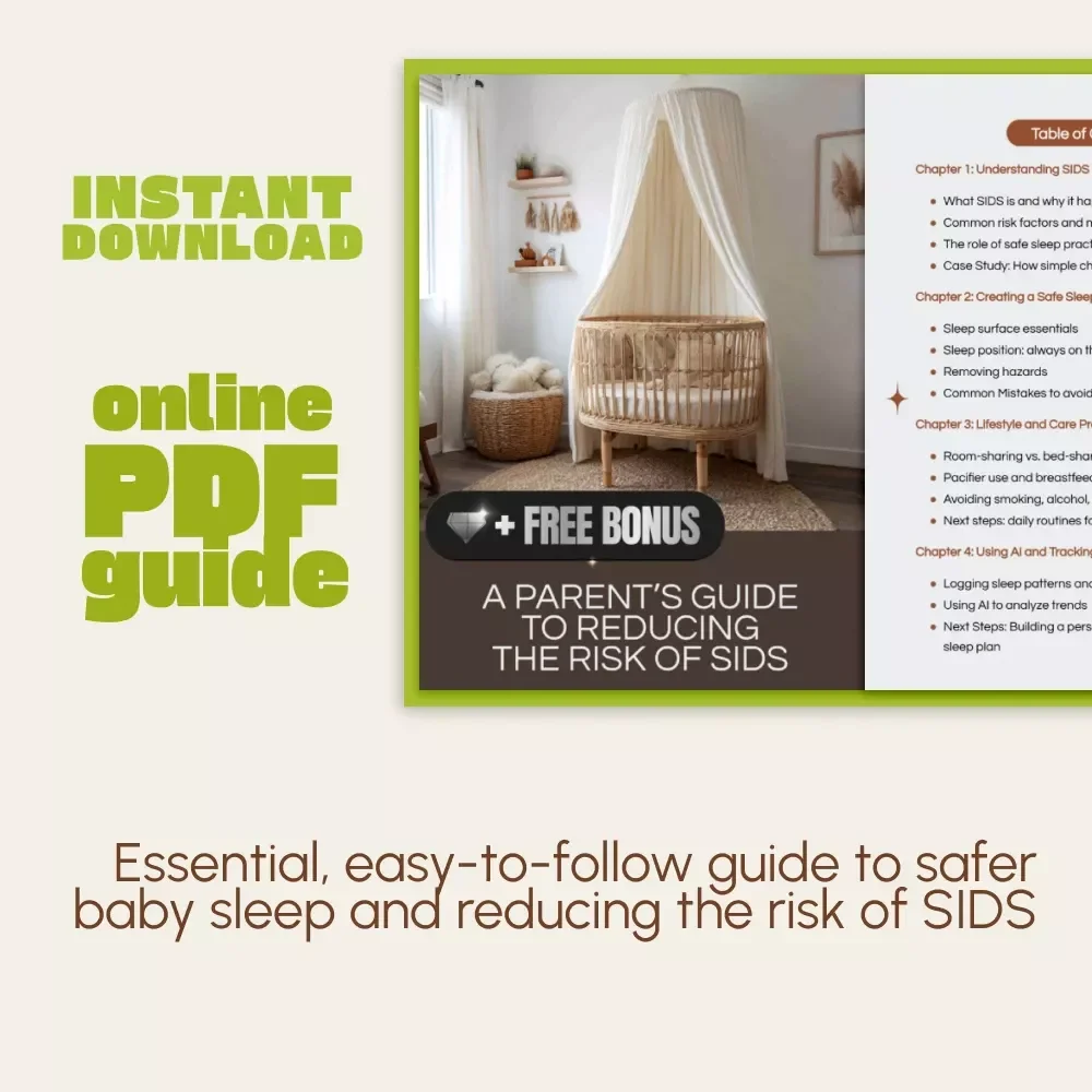 A Parent’s Guide to Reducing the Risk of SIDS | Safe Sleep eBook for New Parents | Digital Download Baby Safety Checklist & AI Sleep Tracking Tips