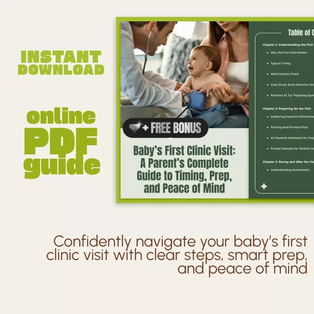 Baby’s First Clinic Visit: A Parent’s Complete Guide to Timing, Prep, and Peace of Mind | New Parent eBook | Digital Download Guide for Baby Health, Pediatric Visit Preparation & AI Parenting Tips