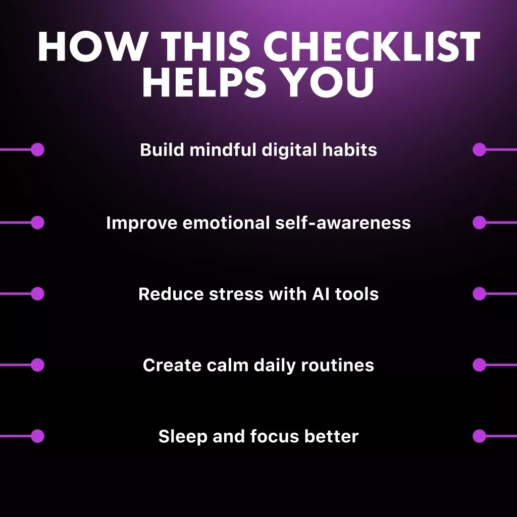 The Checklist for Mental Balance with AI | How to Use AI to Manage Mental Health | Digital Download Self-Care Guide