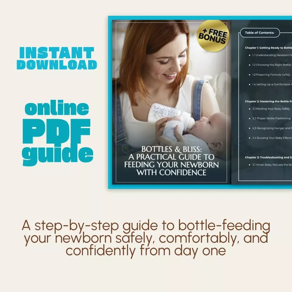 Bottles & Bliss: A Practical Guide to Feeding Your Newborn with Confidence | Digital Download | New Parent eBook on How to Bottle Feed Newborn Correctly, Safe Formula Preparation & Feeding Routine