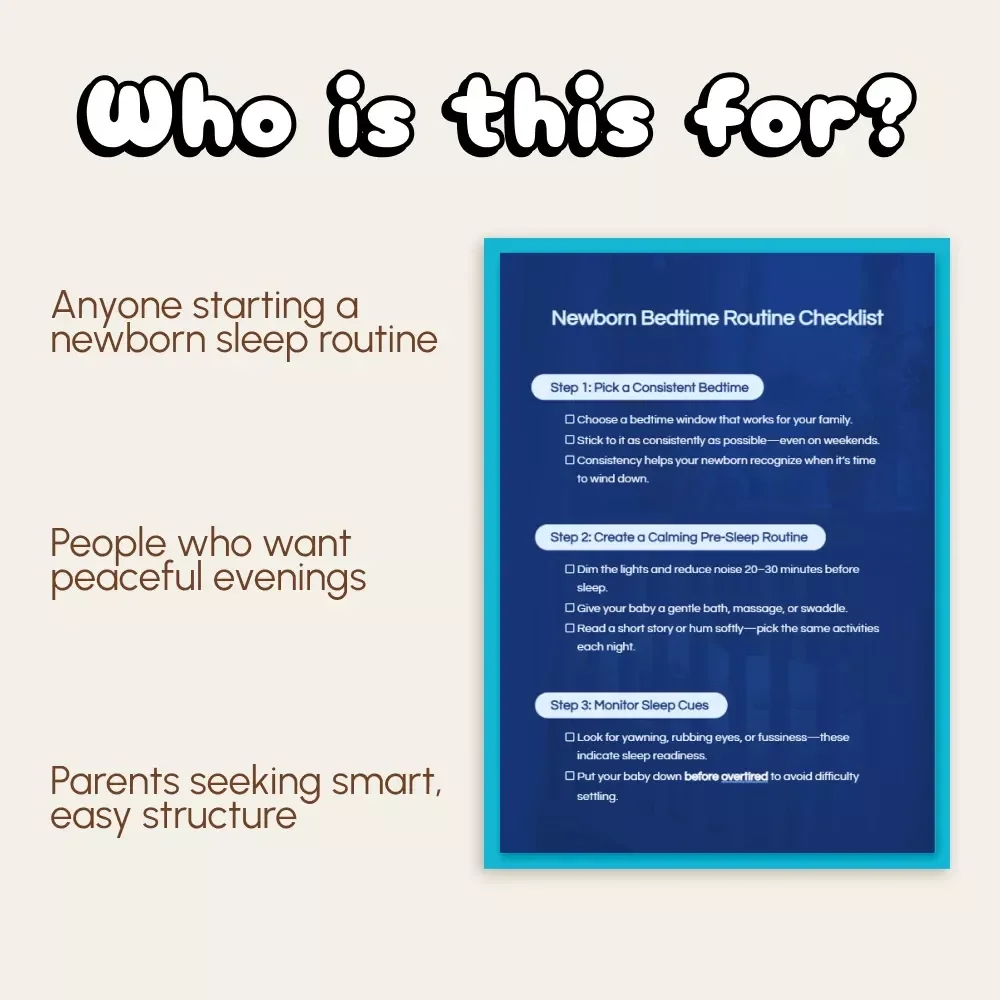 Newborn Bedtime Routine Checklist | Digital Download Guide for Parents | Best Ways to Establish a Newborn Bedtime Routine | Printable Baby Sleep Tracker & Routine Planner