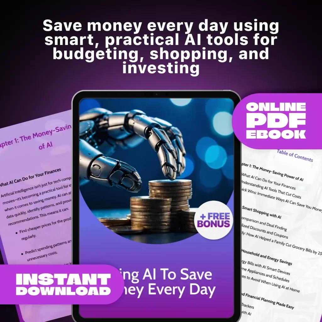 Using AI to Save Money Every Day | Smart Money Guide | Digital Download eBook for Budgeting, Shopping, and Everyday Savings with Artificial Intelligence Tools