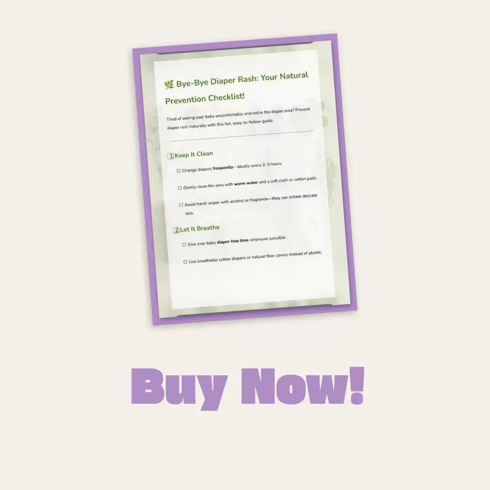 Bye-Bye Diaper Rash: Your Natural Prevention Checklist | Printable Baby Care Guide | How to Prevent Diaper Rash Naturally | Natural Baby Skincare Digital Download