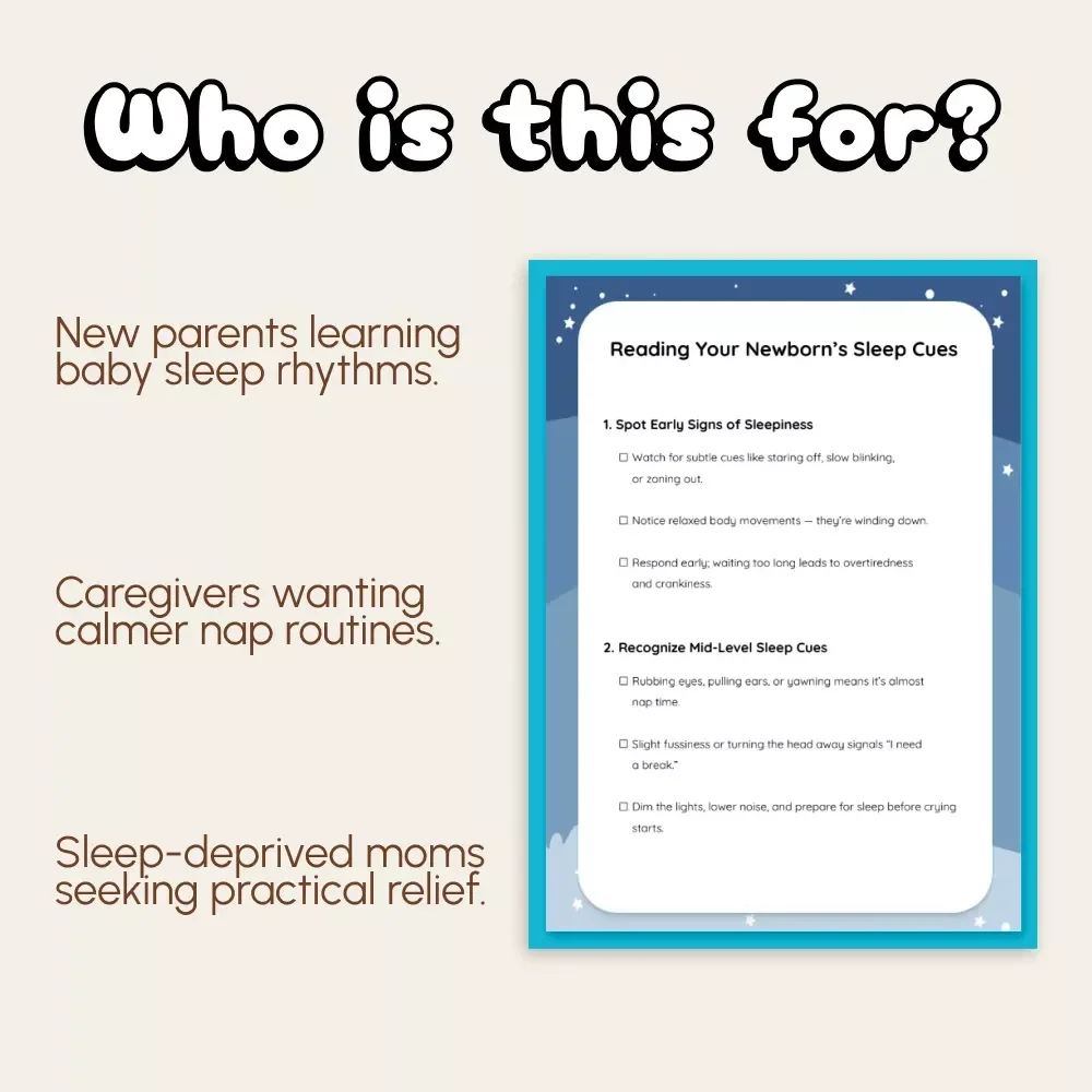 Reading Your Newborn’s Sleep Cues – Printable Baby Sleep Checklist | Digital Download | How to Read Newborn Sleep Cues Guide for New Parents