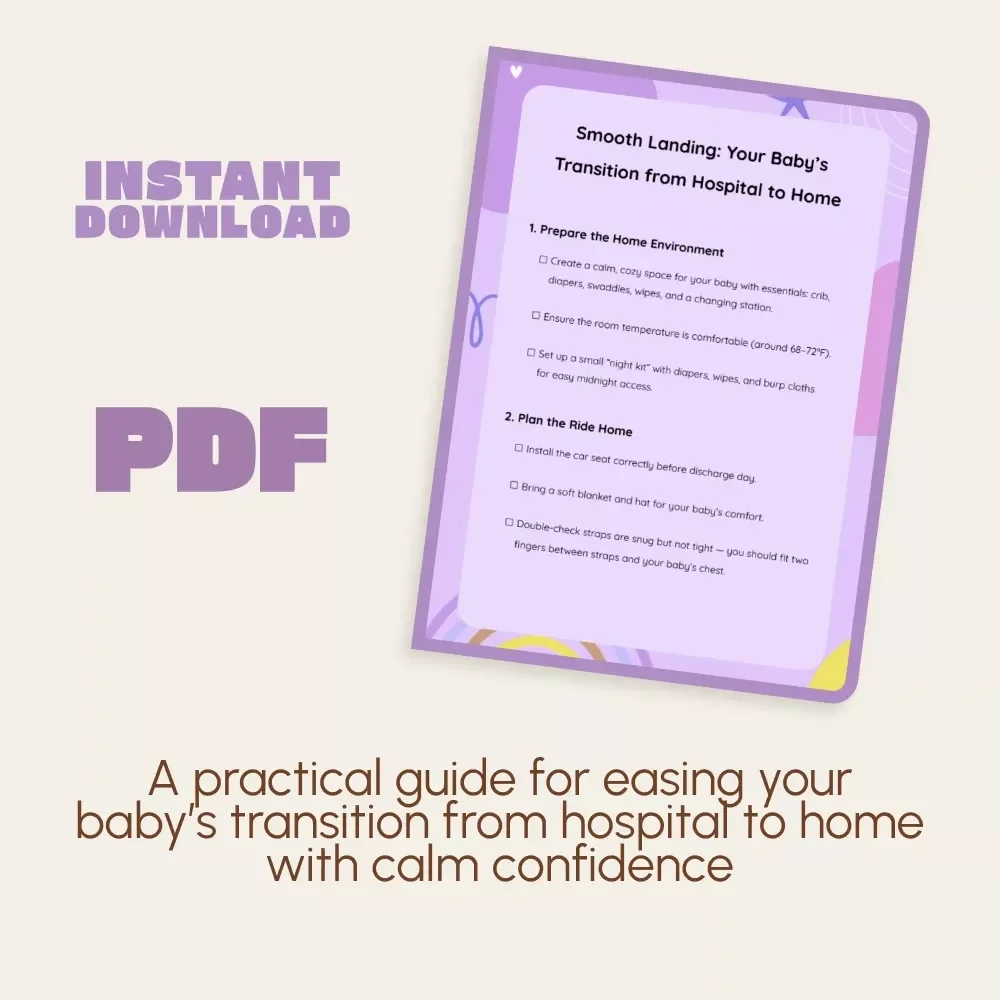 Smooth Landing: Your Baby’s Transition from Hospital to Home | New Parent Checklist | How to Transition Baby from Hospital to Home | Printable Digital Download Guide for Postpartum Moms