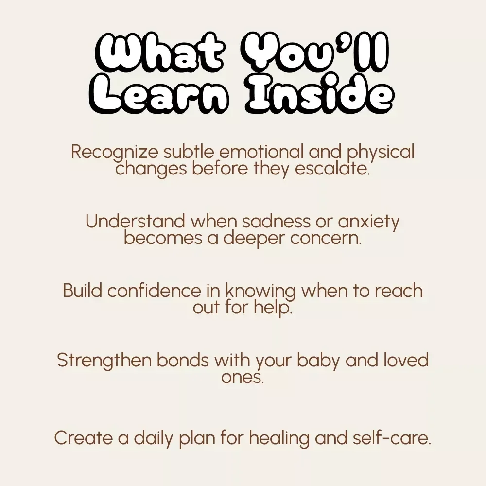 Spotting the Signs: Postpartum Depression Awareness Checklist | How to Spot Signs of Postpartum Depression | Printable Mental Health Guide for New Moms