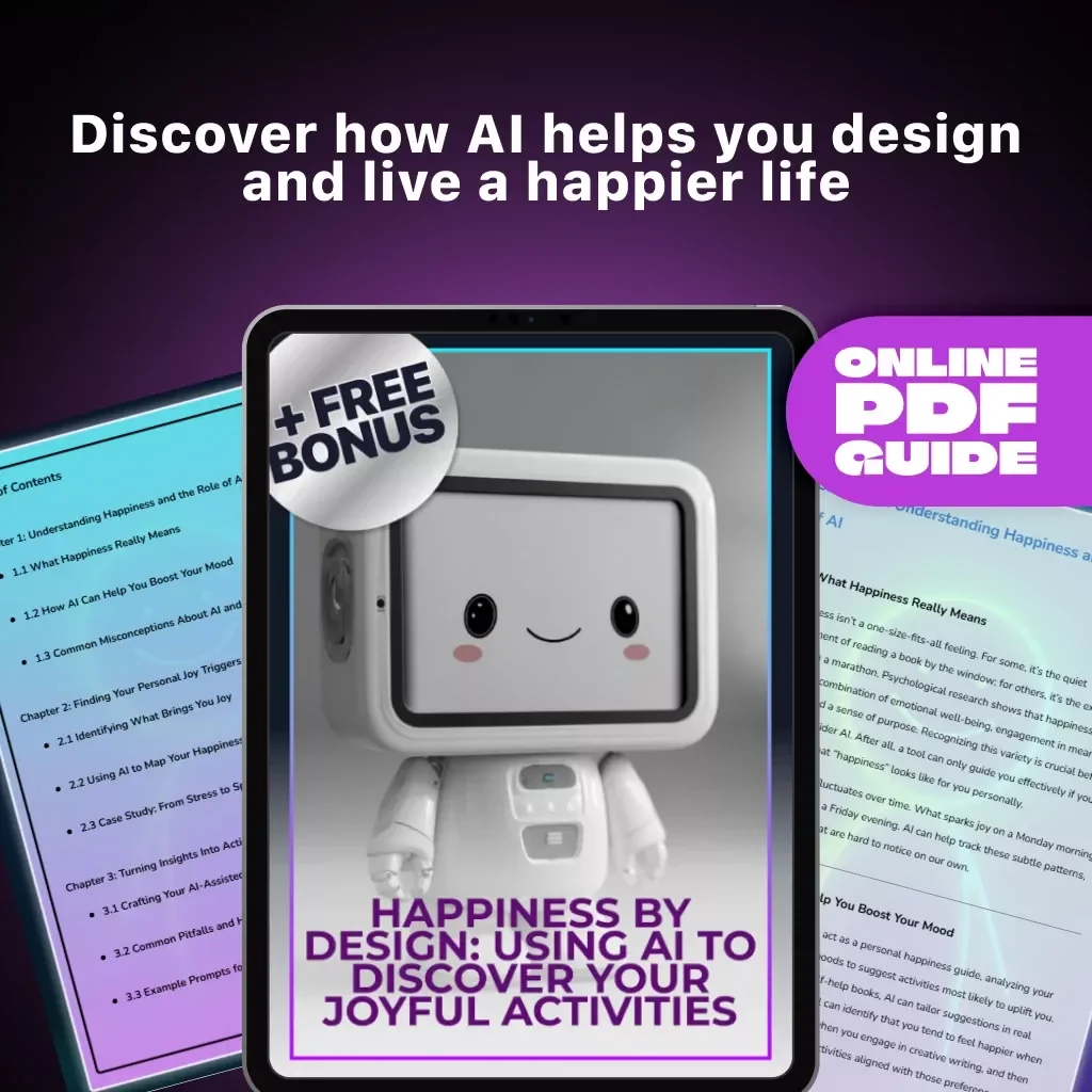 Happiness by Design: Using AI to Discover Your Joyful Activities | Digital Guide for How to Use AI to Find Activities That Boost Happiness | Self-Discovery eBook for Mindful Living