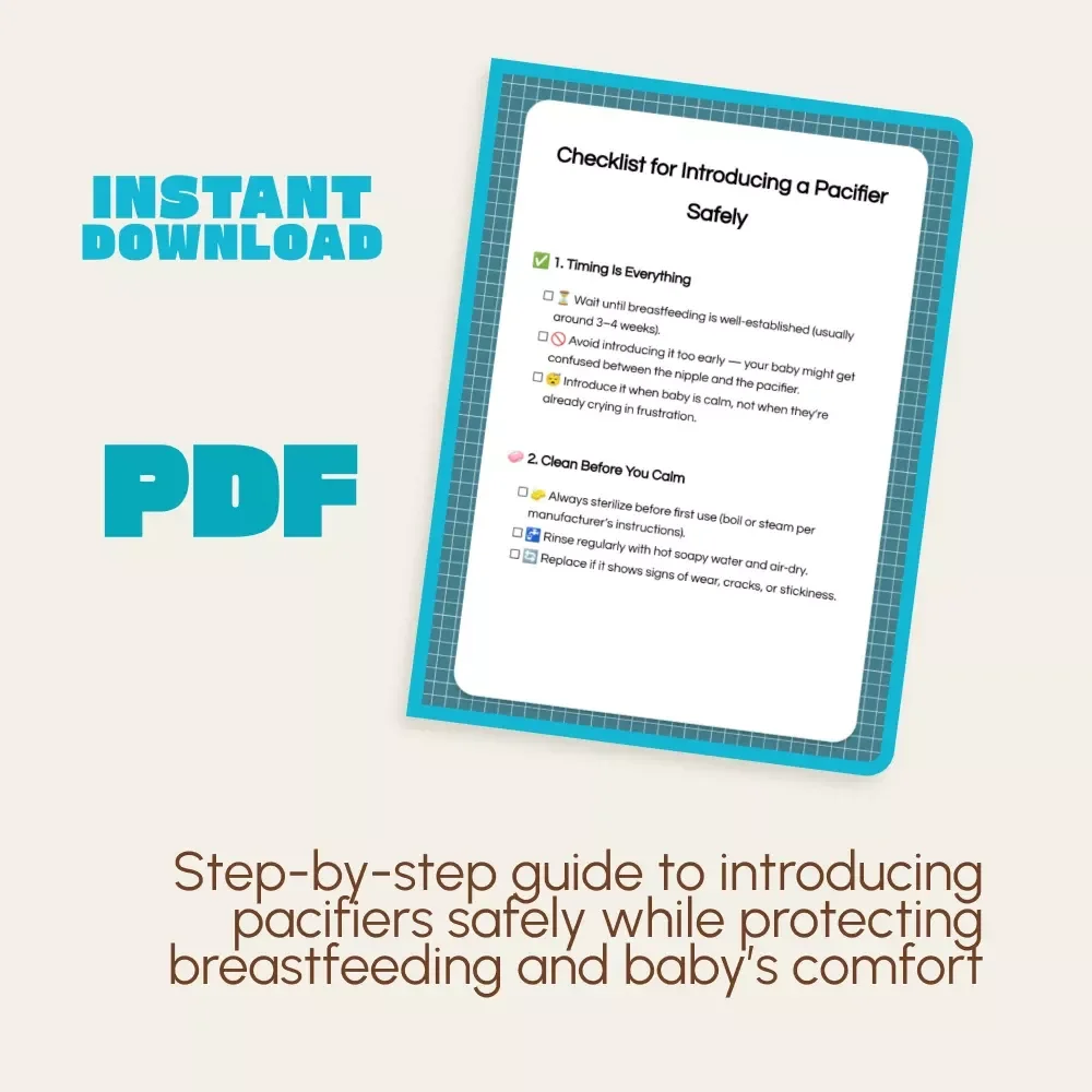 Checklist for Introducing a Pacifier Safely | Digital Download for New Parents | Baby Care Guide | How to Introduce Pacifier Safely | Printable Baby Safety Checklist