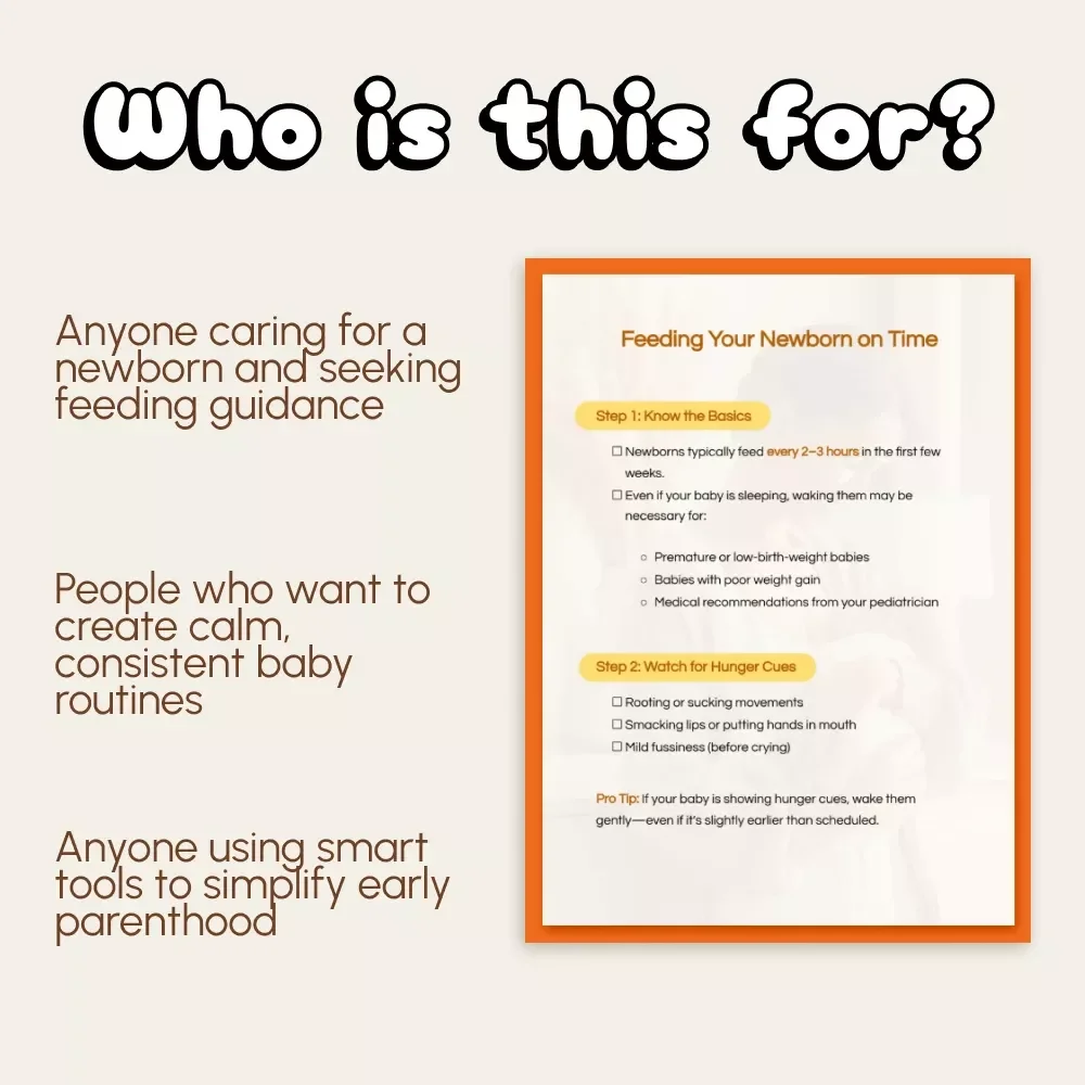 Feeding Your Newborn on Time | Printable New Parent eBook Guide | Baby Feeding Schedule, AI Tracking Tips, and Sleep Routine Support for Newborns