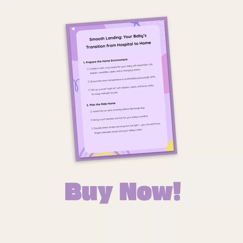 Smooth Landing: Your Baby’s Transition from Hospital to Home | New Parent Checklist | How to Transition Baby from Hospital to Home | Printable Digital Download Guide for Postpartum Moms