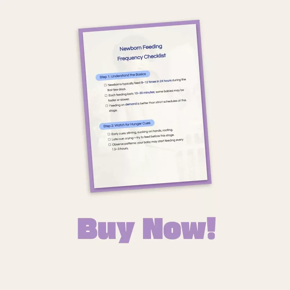 Newborn Feeding Frequency Checklist | Printable Baby Feeding Tracker, Breastfeeding & Bottle Feeding Guide for New Moms | Digital Download PDF