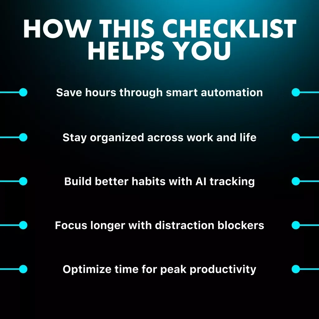 Stay on Track Every Day with AI – Productivity Checklist for Smarter Task Management | Digital Download | How to Use AI to Track Daily Tasks and Plan Efficiently