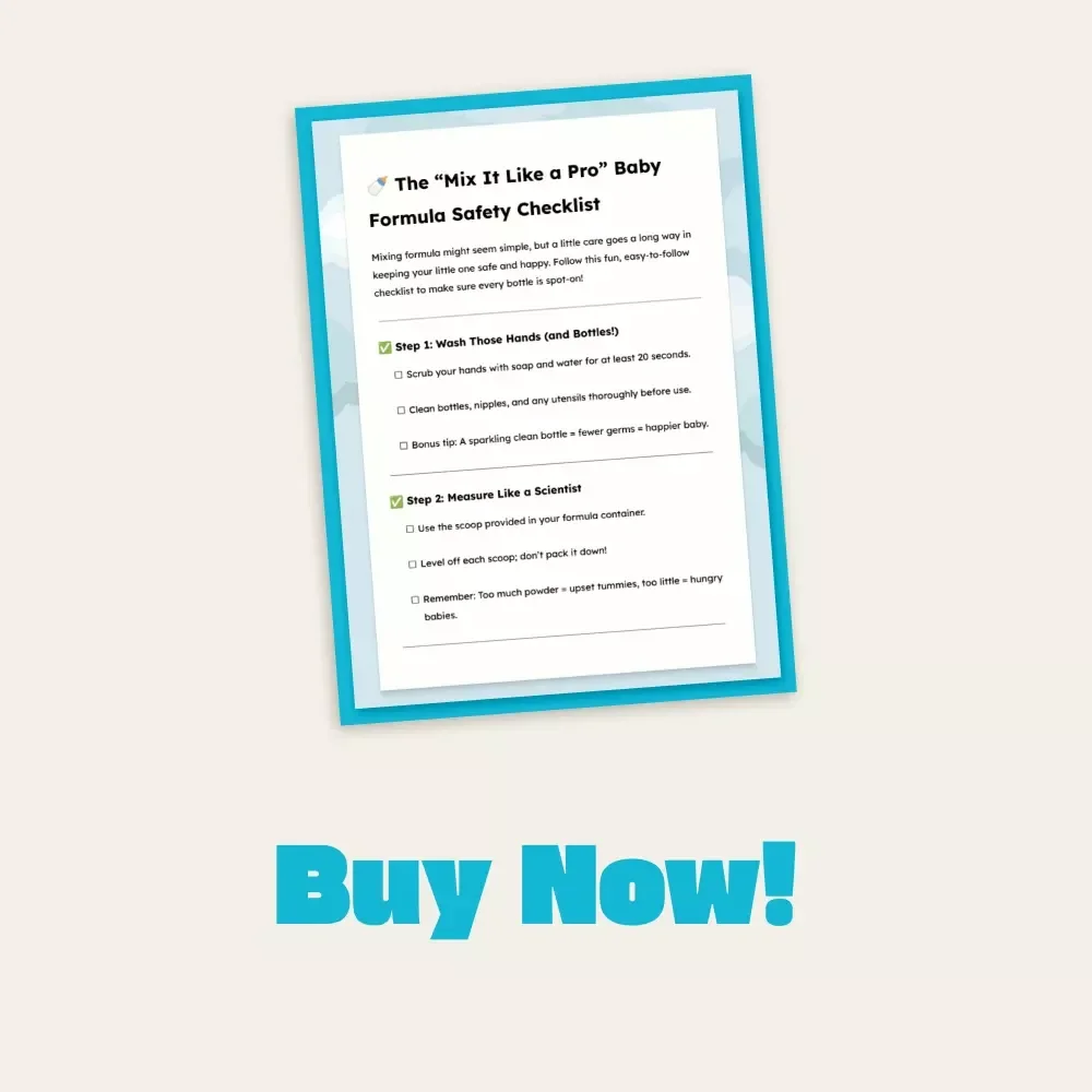 The “Mix It Like a Pro” Baby Formula Safety Checklist | Printable Digital Download | New Parent Guide for How to Mix Formula Safely | Baby Feeding Essentials