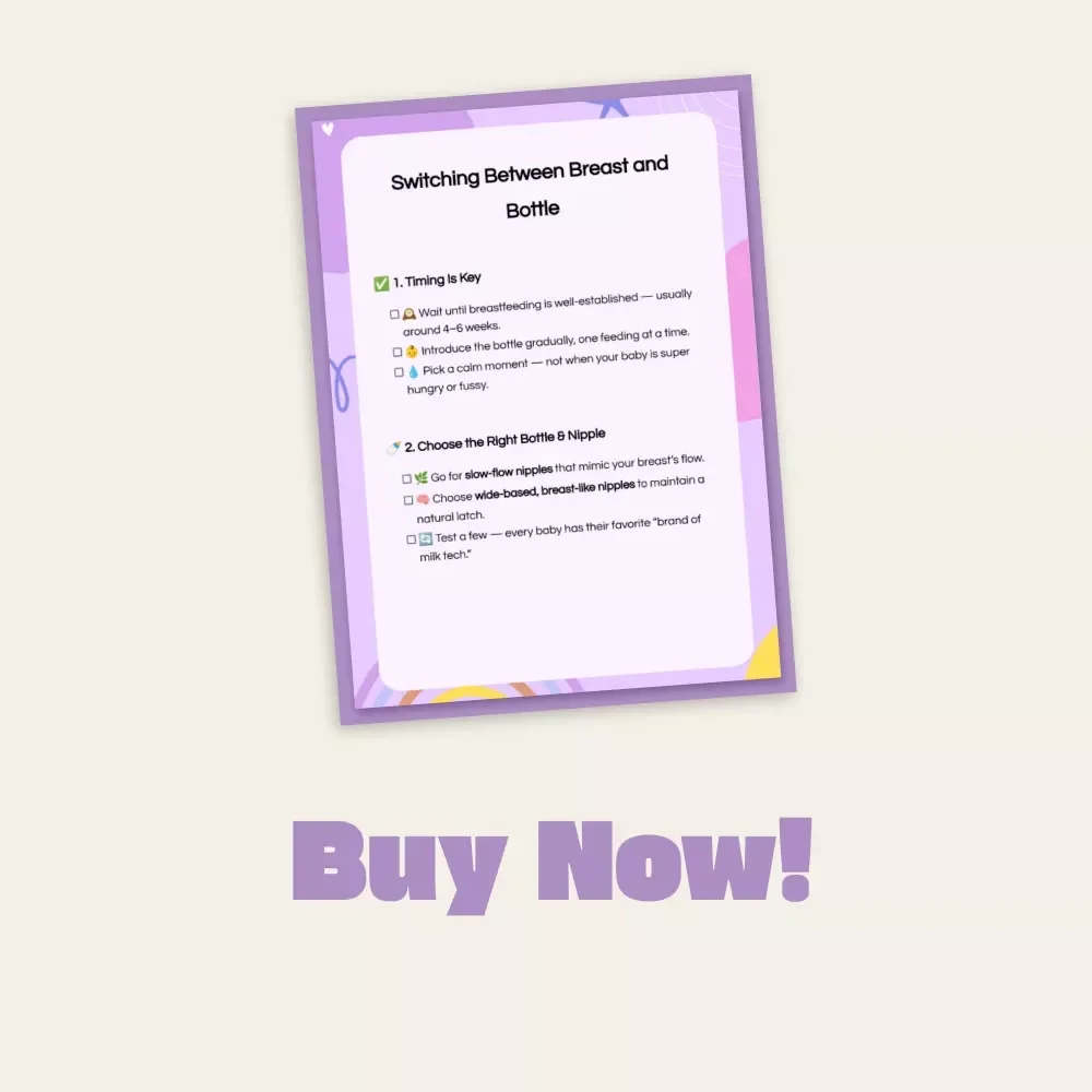Switching Between Breast and Bottle | Printable Baby Feeding Checklist | How to Switch Between Breast and Bottle Guide for New Moms