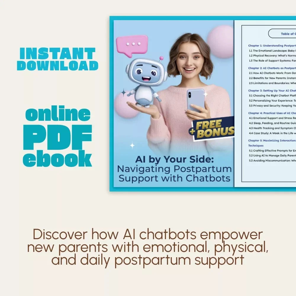 AI by Your Side: Navigating Postpartum Support with Chatbots | eBook Guide for New Moms | How to Use AI Chatbot for Postpartum Support, Emotional Wellness & Recovery
