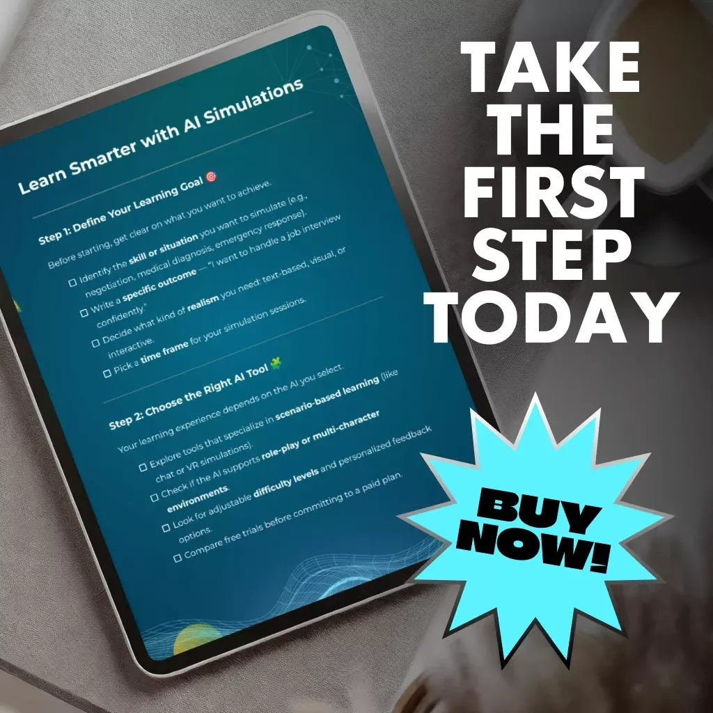 Learn Smarter with AI Simulations Checklist | How to Use AI to Simulate Real-Life Scenarios for Learning | Digital Download for Smarter Skill Practice & Self-Improvement