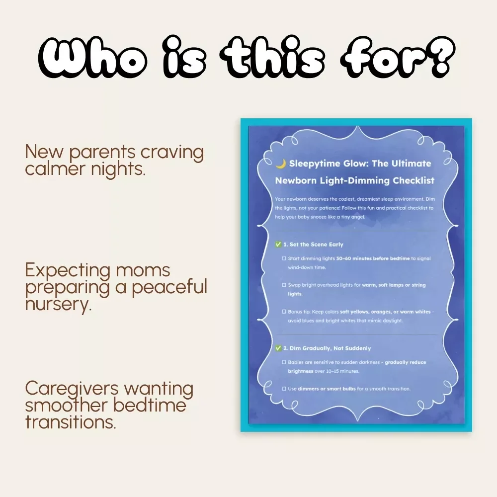 Sleepytime Glow: The Ultimate Newborn Light-Dimming Checklist | Gentle Bedtime Routine | Digital Download for How to Dim Lights for Better Newborn Sleep
